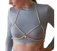 LUOFENG Chaîne de corps en perles faite à la main élégante pour femme - Accessoires de bijoux de soirée