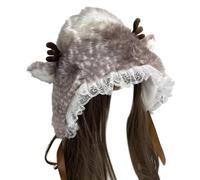 LUOFENG Chapeau Ushanka en fourrure pour filles avec bord en dentelle - Chapeau surdimensionné - Joli chapeau de cosplay - Accessoires photo