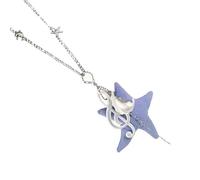 LUOFENG Collier avec pendentif en forme d'étoile et note de musique en peluche avec breloque douce et veloutée pour femmes et filles, bijoux tendance