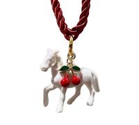 LUOFENG Élégant collier avec pendentif cheval blanc en résine avec cordon en nylon réglable pour femme à porter au quotidien