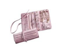 LUOFENG Organiseur de bijoux floqué avec plusieurs compartiments pour boucles d'oreilles, colliers, bagues, rangement de voyage