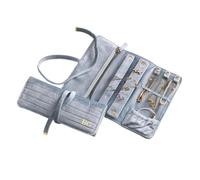 LUOFENG Organiseur de bijoux floqué avec plusieurs compartiments pour boucles d'oreilles, colliers, bagues, rangement de voyage