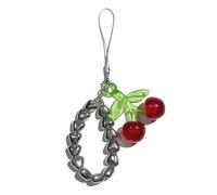 LUOFENG Porte-clés à breloques cerises avec accents perlés Chaîne de téléphone en alliage robuste pour un usage quotidien Design corde légère