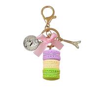 LUOFENG Porte-clés Macaron, Porte-clés de gâteau de Mode, Porte-clés de Voiture pour Femmes, Accessoires de Charme de Sac, Macaron avec Tour de Paris, Porte-clés Bijoux Cadeau pour Filles