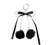 LUOFENG Porte-clés tendance en forme de boule de cheveux avec perles d'imitation - Accessoire élégant pour femme et adolescente