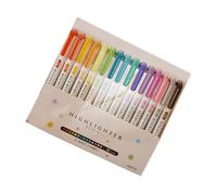 LUOFENG Surligneur à double extrémité 10/15 couleurs fluorescentes pour bloc-notes, planificateur, journal, prise de notes, surlignage, dessin