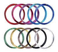 LUOGE, lot de 10 rouleaux de fil de bricolage, longueur 5 m, épaisseur 1,5 mm, fil coloré en aluminium, fil métallique flexible pour la fabrication des modèles de bijoux, sculptures et objets d’art