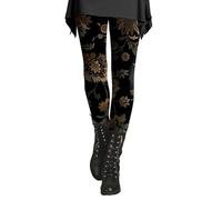 luohaibell Femme Leggings Pantalon Vintage Fleurs Imprimé Taille Haute Extensible Doux Slim Léger Chic Confortable Casual Leggings Fitness Yoga Danse Travail Jogging Running (Yellow, XXXXL)