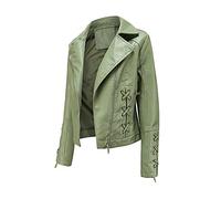 luohaibell Femme Veste en Cuir PU Blouson Simili Cuir Biker Manteau Grande Taille Mode Zippé Vintage Blouson Casual Veste Moto XXL