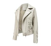 luohaibell Femme Veste en Cuir PU Blouson Simili Cuir Biker Manteau Grande Taille Mode Zippé Vintage Blouson Casual Veste Moto 3XL