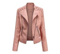 luohaibell Femme Veste en Cuir PU Blouson Simili Cuir Biker Manteau Grande Taille Mode Zippé Vintage Blouson Casual Veste Moto XL