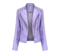 luohaibell Femme Veste en Cuir PU Blouson Simili Cuir Biker Manteau Grande Taille Mode Zippé Vintage Blouson Casual Veste Moto M