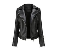 luohaibell Veste en Cuir Blazer Pour Femme Simili Cuir Biker Manteau Femme Grande Taille Croix Sangle Mode Zippé Biker Blouson Noir L