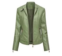 luohaibell Veste en Cuir pour Femme Simili Cuir Biker Manteau Femme Grande Taille Croix Sangle Mode Zippé Biker Blouson (Z1-Green, XXXL)