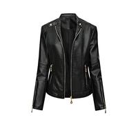 luohaibell Veste en Cuir pour Femme Simili Cuir Biker Manteau Femme Grande Taille Croix Sangle Mode Zippé Biker Blouson (Z1-Black, XL)