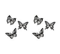 Luoilba Lot de 6 décorations murales papillon en métal noir - Décoration murale rustique - Maison de ferme - Décoration de chambre à coucher