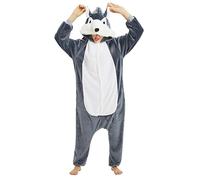 Luojida Combinaison Pyjama Adulte Kigurumi Chaude et Confortable Hiver Polaire Pilou Une Pièce Douce avec Capuche Déguisement Thermique Onesie Noel Famille Cosplay Anime Unisexe (XS, Loup Arctique)