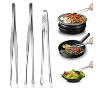 LUOJINYI Lot de 3 pinces de cuisine en acier inoxydable, pinces professionnelles pour viande en tant qu'aides de cuisine, pincettes longues de cuisine en acier inoxydable pour la cuisine, le barbecue