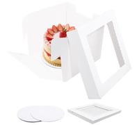 LUOJINYI Lot de 4 boîtes à gâteaux 25,5 x 25,5 x 20,5 cm avec fenêtre d'affichage pour gâteaux et gâteaux en carton