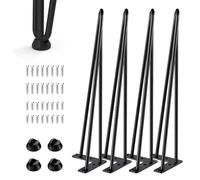 LUOJINYI Lot de 4 Pieds de Table en épingle à Cheveux - 3 Barres - Pieds de Meubles en métal avec Protection de Sol - Hauteur : 40 cm - pour Tables Basses, Tables Basses, Bureaux, Tables à Manger