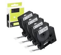 LUOJINYI Lot de 4 rubans d'étiquettes autocollants compatibles avec Dynmo D1 - 12 mm x 7 m - Noir sur blanc - Remplacement pour Dymo 45013 - Pour LabelManager 160 280 210D 420p LabelWriter 450 Duo