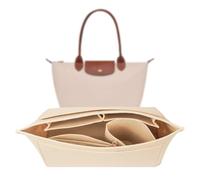 LUOJINYI Organisateur Sac à Main, Organisateur Sac Longchamp, Rangement Sac à Main en Feutre avec Plusieurs Poches pour téléphone, Clés, Tasse d'Eau (Beige, M)