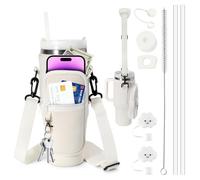 LUOJINYI Sac pour Bouteille d'eau pour Tasse Stanley, Stanley Cup Accessoires, Sac Stanley Cup, Accessoires Stanley Cup avec Sangle et Poche pour Téléphone Pochette, pour Randonnée(Blanc Crème)