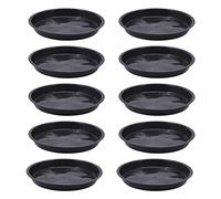 Luojuny Lot de 10 plateaux ronds en plastique de 10 tailles pour pot de fleurs, soucoupes, bacs d'égouttement pour intérieur et extérieur, bac de drainage pour plantes, noir, 30 cm x 30 cm