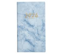 Luojuny Planificateur léger 2024 A6 Anglais en Simili Cuir relié avec Ruban Signet sans Fond Perdu Papier épais Agenda hebdomadaire Quotidien Gestion du Temps carnet de Notes Journal Bleu