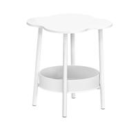 Luojuny Table basse ronde, petite table basse avec étagère de rangement, table basse circulaire à 2 niveaux, table centrale moderne pour le salon, table basse circulaire pour le dortoir ou