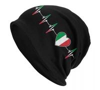 LUOJZGUMU Casquettes personnalisées Heartbeat Italien Drapeau Italien Skullies Tuques Casquettes Unisex Bonnets Hiver en Maille Chaude Hiver Bonnets Cascapte Casca de Ski d’extérieur
