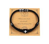 LUOKIFUR Bracelet croix, bracelet de couple, cadeau de baptême, cadeau religieux catholique chrétien, cadeau inspirant pour elle, Einheitsgrösse, Métal, Pas de gemme