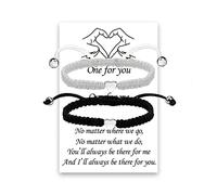 LUOKIFUR Bracelets de couple Bracelets d'amour tissés à la main Bracelets assortis de relation Cadeaux pour les amoureux des meilleurs amis (Black-White)