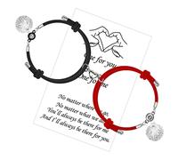 LUOKIFUR Couple Bracelet avec Projection Pierre Aimant Bracelet 100 Voix Je t'aime Bracelet Mutuel Attirer Cadeau Saint Valentin (Black-Red)