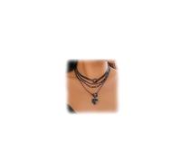 LUOLANA Lot de 4 colliers ras du cou noirs pour femme - Style gothique rétro Y2k - Étoile, cœur, pièce de monnaie, croix - Collier multicouche réglable - Bijoux d'Halloween, Métal, Pas de gemme
