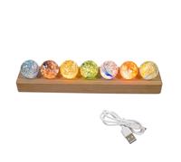 luolety Boule de cristal de verre en 7 couleurs avec lumière LED sur pied en bois, 40 mm, quartz chakra cristal, boules de guérison, boules spatiales, veilleuse pour un usage domestique (Type B,Bois)