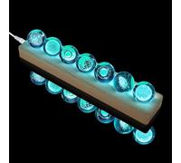 luolety Boule de cristal de verre en 7 couleurs avec lumière LED sur pied en bois, 40 mm, quartz chakra cristal, boules de guérison, boules spatiales, veilleuse pour un usage domestique (Planet,Bois)