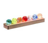 luolety Boule de cristal de verre en 7 couleurs avec lumière LED sur pied en bois, 40 mm, quartz chakra cristal, boules de guérison, boules spatiales, veilleuse pour un usage domestique (Type A,Bois)