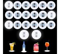 luolety Lot de 20 Dessous de Verre à LED, Autocollants LED pour Bar, Tunnel, Liqueur, Bouteille de Liqueur Tapis de Tasse pour Verre Lumière Clignotante pour fête, Mariage (Blanc)