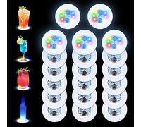 luolety Lot de 20 Dessous de Verre à LED, Autocollants LED pour Bar, Tunnel, Liqueur, Bouteille de Liqueur Tapis de Tasse pour Verre Lumière Clignotante pour fête, Mariage (Blanc)