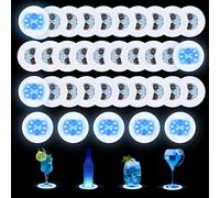 luolety Lot de 35 Dessous de Verre à LED, Autocollants LED pour Bar, Tunnel, Liqueur, Bouteille de Liqueur Tapis de Tasse pour Verre Lumière Clignotante pour fête, Mariage (Bleu)