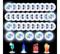 luolety Lot de 35 Dessous de Verre à LED, Autocollants LED pour Bar, Tunnel, Liqueur, Bouteille de Liqueur Tapis de Tasse pour Verre Lumière Clignotante pour fête, Mariage (coloré)