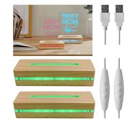 luolety Socle d'affichage LED rectangulaire de 15 cm en bois, Base d'affichage LED, Support de base en bois éclairé pour plaque acrylique de 5 mm