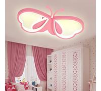 LUOLONG LED Plafonnier pour Enfants Papillon Plafonnier Dimmable Acrylique Plafonnier Chambre d'Enfant Créatif Plafonnier Fille Chambre Chambre Dessin Animé Plafonnier-rose 42cm