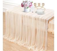 LuoluoHouse Nappe de Table en Perles Champagne : Chemin de Table de Mariage en Tulle de 3 m pour fête, fête prénuptiale, Voile d'arche de Mariage, décoration de Table en Dentelle, 152,4 x 304,8 cm