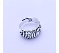 LuoMei Bague Rétro en Argent Sterling S925 Bague Ajustable à Motif Large en Argent Thaïlandais Rétro1