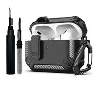 Luonaa Compatible avec AirPods Pro 1st/2nd Coque de avec kit de Nettoyage et Mousqueton,Étui rigide de protection contre les chocs sur tout le corps,Compatible avec l'Coque AirPods Pro(2023/2022/2019)
