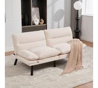 Luonians Canapé Convertible 2 Places en Chenille avec Dossier et accoudoirs réglables,canapé lit Pliant Moderne,des Pieds en métal,canapé 2 Places (Beige)