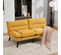 Luonians Canapé Convertible 2 Places en Chenille avec Dossier et accoudoirs réglables,canapé lit Pliant Moderne,des Pieds en métal,canapé 2 Places (Jaune)