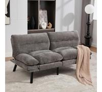 Luonians Canapé Convertible 2 Places en Chenille avec Dossier et accoudoirs réglables,canapé lit Pliant Moderne,des Pieds en métal,canapé 2 Places (Gris)